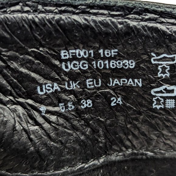 UGG Women Bellame Black Distressed Suede Zip Buckle Ankle Boots size 7 - Picture 5 of 12